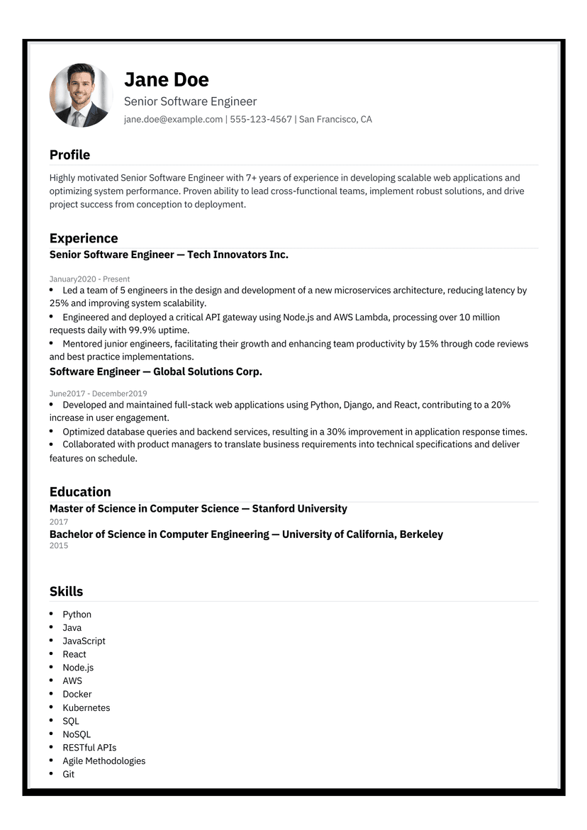 Classic ATS Friendly Resume Template