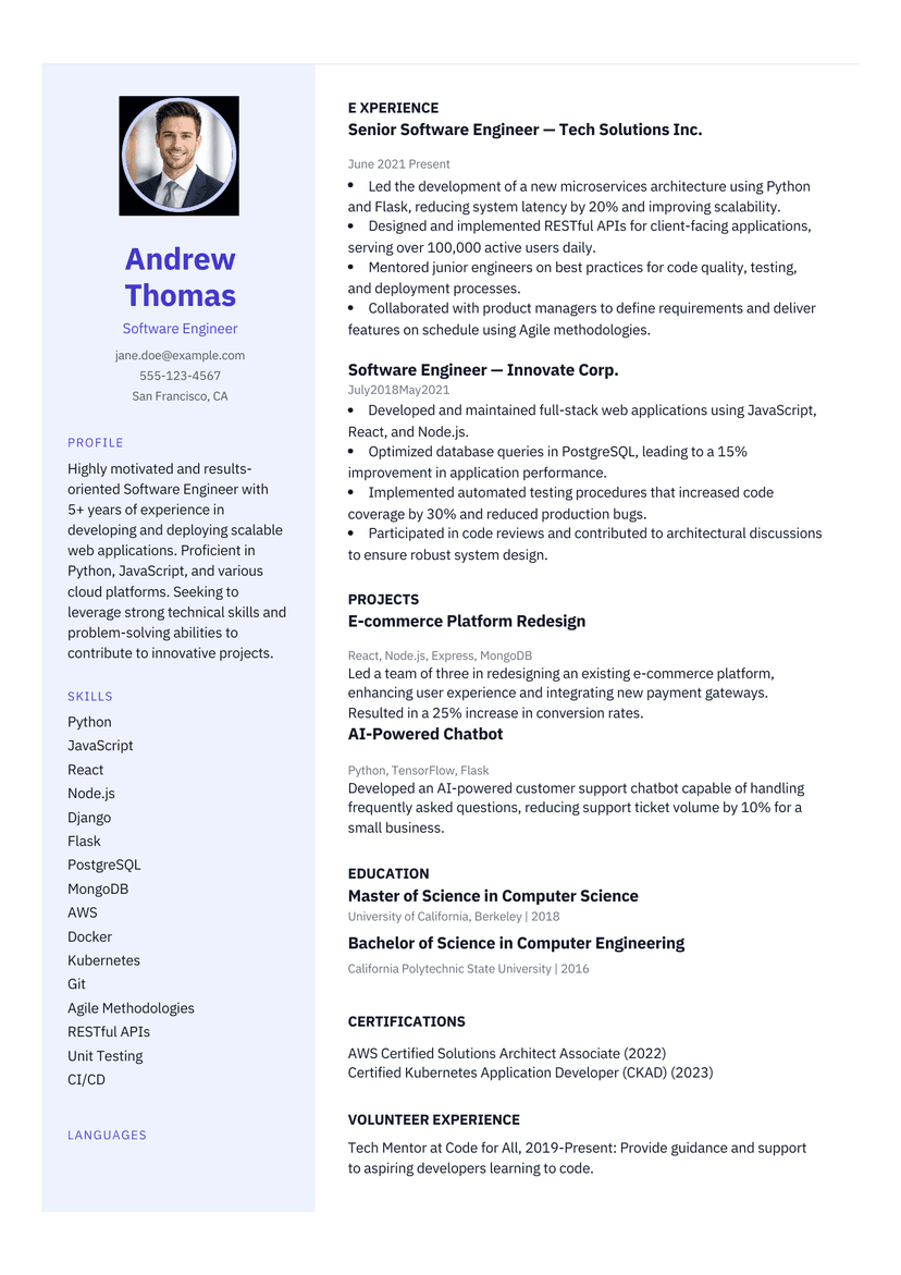 Creative Portfolio ATS Friendly Resume Template