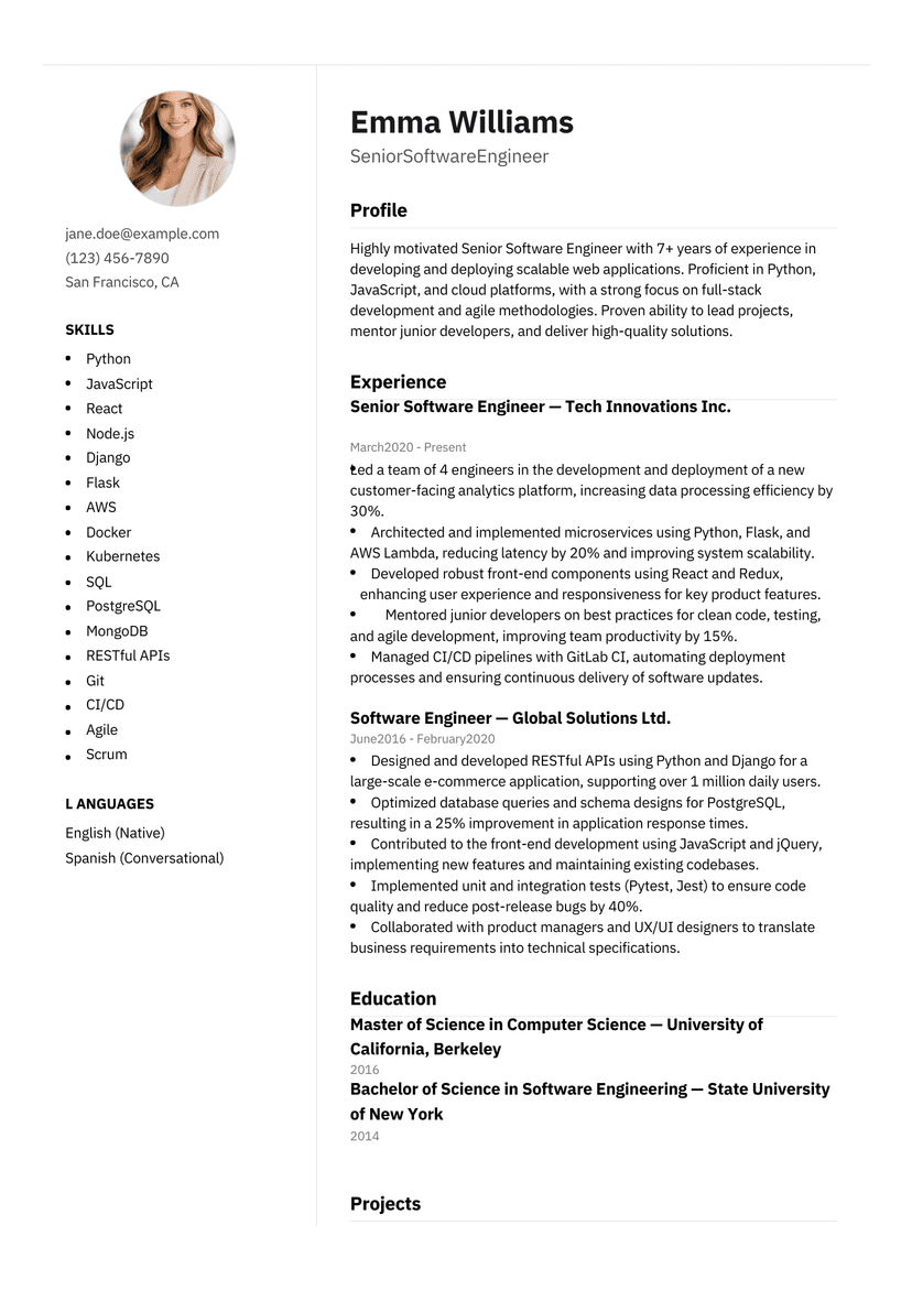 Modern ATS Friendly Resume Template