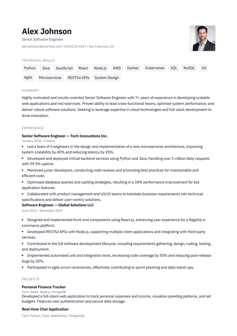 Tech / Developer ATS Friendly Resume Template