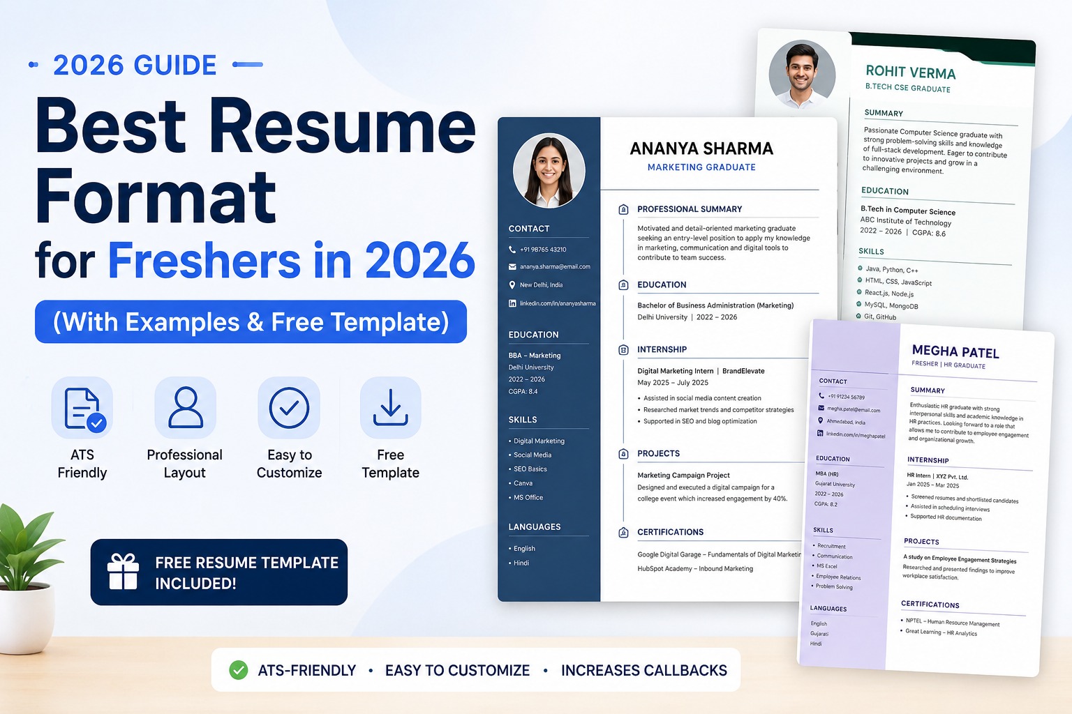 Best Resume Format for Freshers in 2026 (With Examples & Free Template)