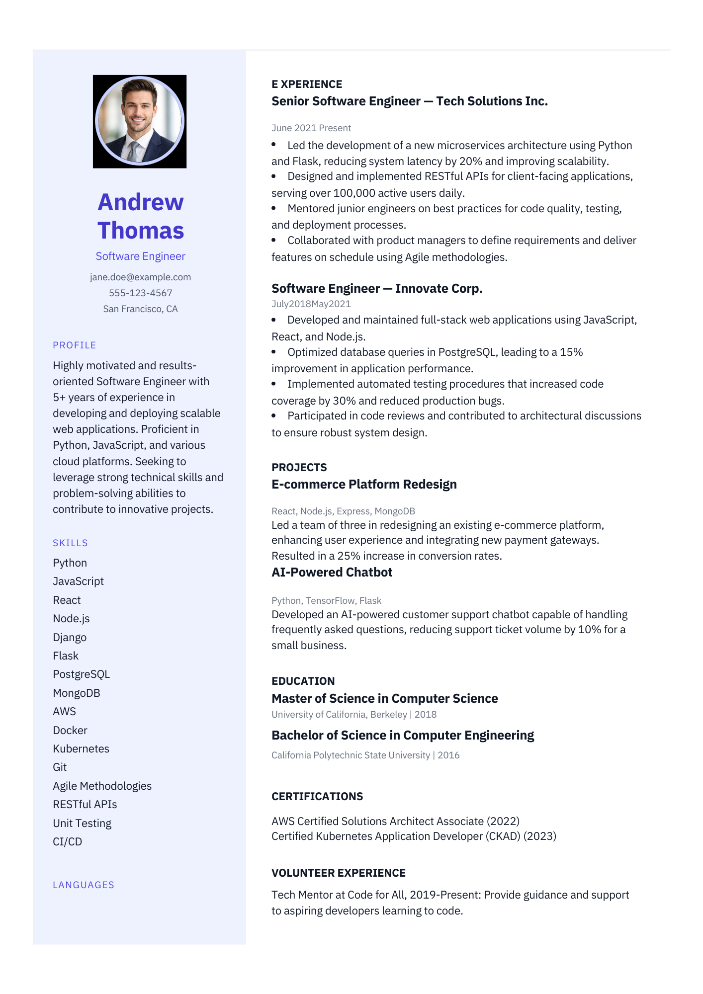 Creative Portfolio resume template