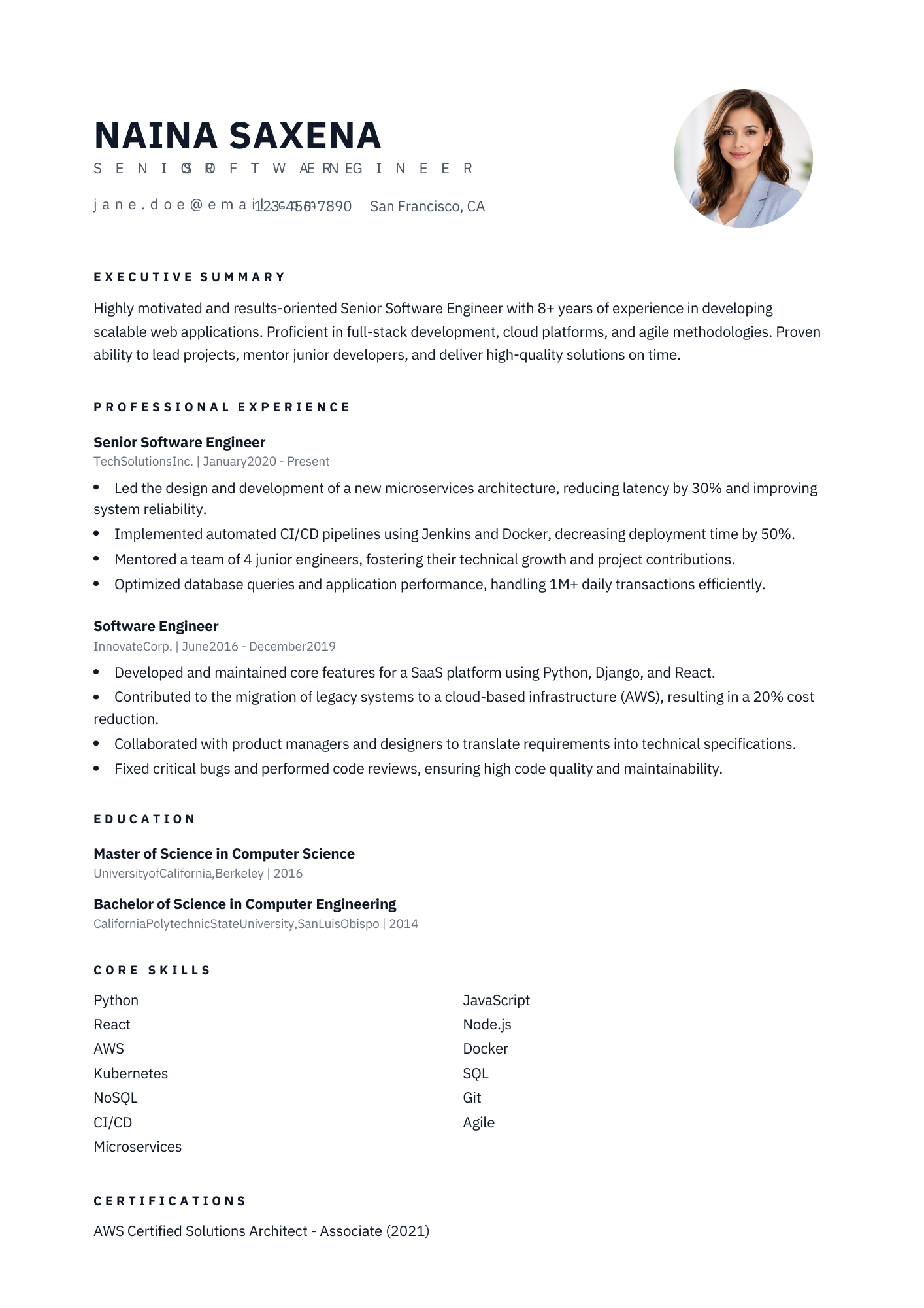 Executive / Senior resume template