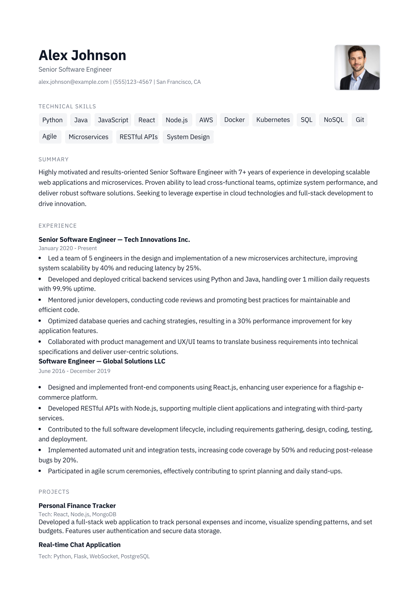 Tech / Developer resume template